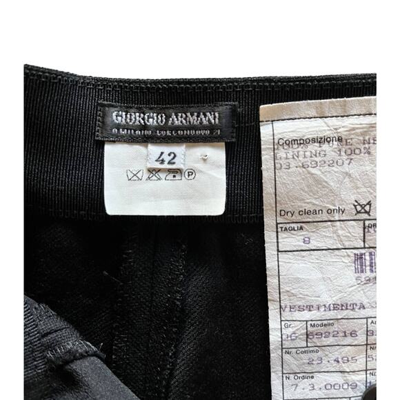 GIORGIO ARMANI Wool High Rise Pant Trousers Ribbon Trim Designer Italy 42/8 EUC - Picture 6 of 8